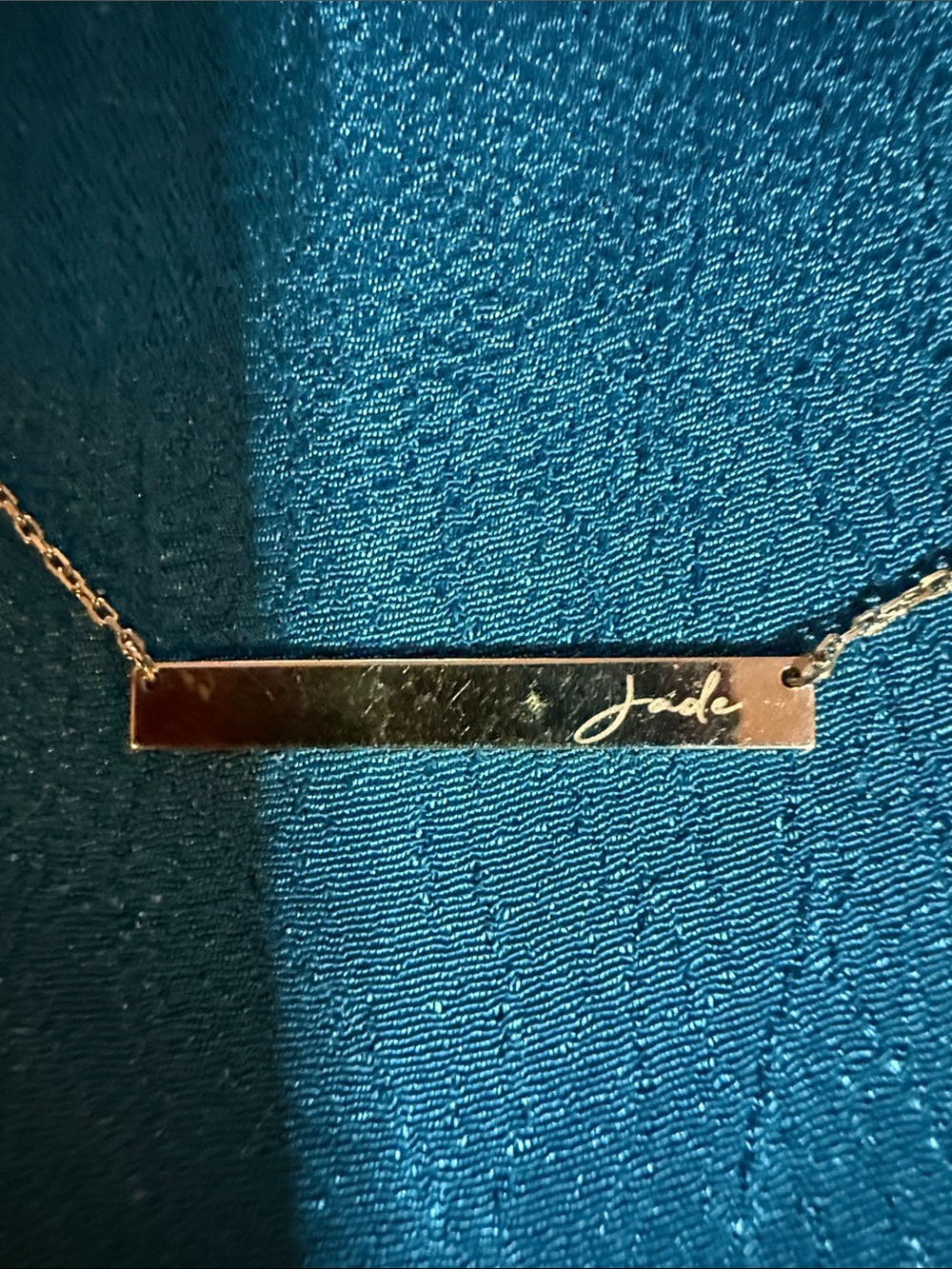 Personalized Gold starling, silver Bar Necklace - Jade Engraving